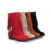 Bottines plates pour femmes de grande taille Bottes pour dames avec glands Bottines courtes à enfiler