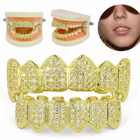 Bouche inférieure de chapeau de polisseur de dent de diamants scintillants plaqués or