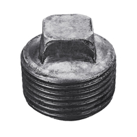 Bouchon en fonte malléable 1/2 "3/4" 1 "avec raccord de tuyau noir mâle à tête carrée