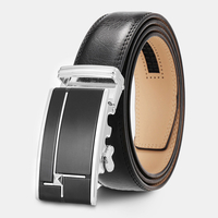 Boucle automatique en alliage rectangulaire en cuir véritable pour hommes,  ceinture décontractée pour affaires de 3, 5 cm