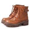 Boucle de couleur unie décontractée à lacets pour femmes,  bottes de combat courtes