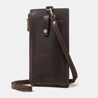 Boucle de fermeture éclair en cuir véritable unisexe en cuir de vachette rétro 6, 3 pouces