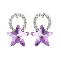 Boucle doreille de mode en argent bleu violet Colorful Étoiles Boucles doreilles en cristal mignon strass