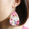Boucle doreille en forme de fleur en cuir PU pour femme