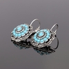 Boucle doreille Vintage oreille goutte fleur bleue creux plante oreille Hoop bijoux ethniques pour les femmes