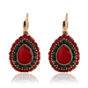 Boucles doreilles en cristal rouge bohème Rétro Goutte deau Oreille Drop strass boucle doreille pour les