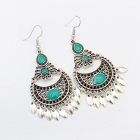 Boucles doreilles ethniques creux mode boucles doreilles creuses rétro longue feuille dalliage boucles d&