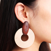 Boucles doreilles rondes en bois faites main ethnique vintage fait main marron