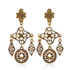 Boucles doreilles vintage oreille goutte losange creux géométrique Moon Pattern boucle doreille pour les femme