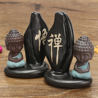 Bouddha Backflow Encens Cône Coil Brûleur Titulaire Bouddhiste Moine Zazen Fragrant Fumée Encombrement Encensoir
