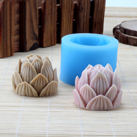 Bougie de moule de savon de fleur de Lotus de silicone faite main 3D faisant la résine de moule