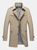 Bouton de veste solide de style britannique pour homme Longueur manteau daffaires coupe régulière