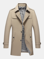 Bouton de veste solide de style britannique pour homme Longueur manteau daffaires coupe régulière