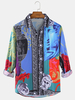Bouton dimpression baroque des hommes colorés vers le haut des chemises de style ethnique à manches longues