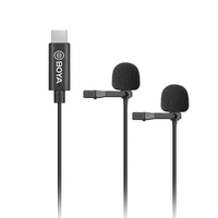 BOYA BY-M3D Double Microphone Lavalier Omnidirectionnel Numérique Clip-on Revers Micro pour USB Type-C Smartphone Androi