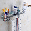 BR-32 Support de rangement mural pour salle de bain avec porte-serviettes et étagères pour brosses à dents