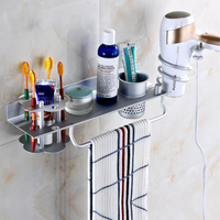 BR-32 Support de rangement mural pour salle de bain avec porte-serviettes et étagères pour brosses à dents