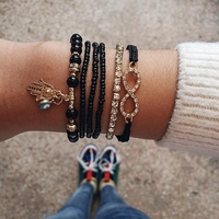 Bracelet à plusieurs couches avec bracelet tissé à la mode pour femmes
