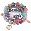 Bracelet en perles multicouche ethnique Colorful Bracelet en alliage de pierres naturelles pour femmes