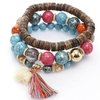 Bracelet glands multicolores en bois Bohême Bracelet en perles déléphant niché