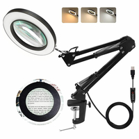 Bras flexible 10X LED Loupe en continu Dimmable 3 modes déclairage de couleur Anneau de lumière de remplissage avec