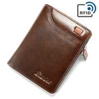 BRENICE RFID Casual Business avec porte-cartes multi-poches Porte-monnaie court en cuir huilé