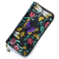 BreniceFemmesGaufrageRoseFloralFermetureéclair Titulaire de la Carte Porte-Monnaie P