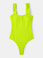 Bretelles à volants de couleur unie pour femmes One Maillots de bain Hawaii Beach