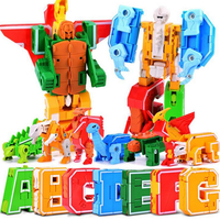 Bricolage Puzzle jouets éducatifs anglais lettre Transformation Alphabet dinosaure Robot Animal enfants jouet cadeau pou