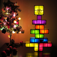 Bricolage Tetris Puzzle Nouveauté LED Veilleuse Empilable LED Lampe de Table de Bureau Bloc Constructible Enfants Cadeau