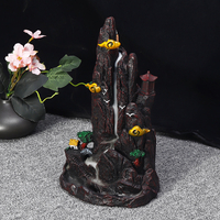 Brûleur dencens en cascade noire porte-brûleur dencens à cône en céramique à reflux en porcelaine avec 60 cône