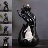 Brûleur en céramique dencens Guanyin Tathagata de reflux de 12x22cm avec des cônes