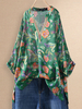 Broderie bohème col en v floral t-shirt taille Plus