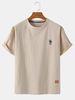 Broderie dananas T-shirts respirants à manches courtes et col rond
