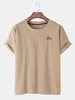 Broderie de style ethnique col rond à manches courtes T-shirts amples
