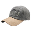 Broderie extérieure personnalisée bordure délavée denim casquette de baseball chapeau pare-soleil