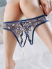 Broderie femme voir à travers une culotte entrejambe ouverte évidée