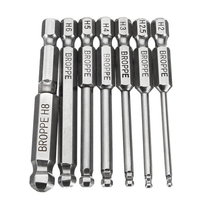 Brope 7pcs 2 / 2.5 / 3/4/5/6 / 8mm 65mm Billes de tournevis à bille magnétique 1/4 de pouce Hex Shank