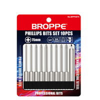 BROPPE 10 pièces 75mm S2 embouts de tournevis à tête cruciforme en acier allié 1/4 pouce à tige hexagonale