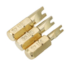 Broppe 3 pièces 25mm U4-U8 embouts de tournevis en forme de U 1/4 pouce à tige hexagonale galvanoplastie Bronze