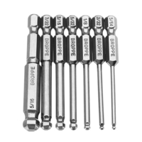Broppe 7pcs SAE 5 / 64-5 / 16 pouces 65mm magnétique tournevis à billes bit 1/4 pouce hexagonale