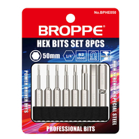 BROPPE 8 pièces 1/4 "50mm embouts de tournevis hexagonaux 1.5-8mm perceuse électronique magnétique S2 ensemble demb