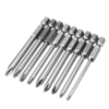 Broppe 9pcs 75mm magnétique 1/4 pouce Hex Shank Cross tête tournevis Bits