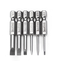 BROPPE Lot de 6 embouts de tournevis magnétiques à tête plate 50 mm 2, 0-6, 0 mm