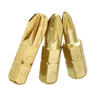 Broppe 3pcs 25mm PZ1-PZ3 Pozi Tournevis Embouts 1/4 Pouce Hex Shank Electroplating Bronze