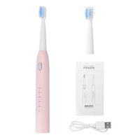 Brosse à dents électrique à ultrasons 5 modes de nettoyage Brosse de nettoyage des dents étanche rechargeable + 2 têtes