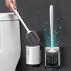 Brosse de toilette en silicone Ecoco Soft Porte-brosse mural pour salle de bain avec brosse,  outil en plastique thermo-p