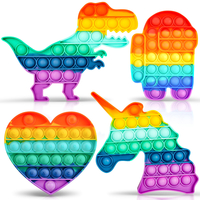 Bubble Fidget Sensory Toy Décompression Silicone Popper Toy Rainbow Unicorn Dinosaur Robot Square Push Pop pour Squeeze