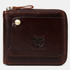 BULLCAPTAIN hommes en cuir véritable multifonctions portefeuilles à glissière à deux volets RFID anti-magnétique multi-c
