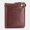 Bullcaptain Porte-monnaie multi-cartes en cuir véritable avec fermeture à glissière pour homme